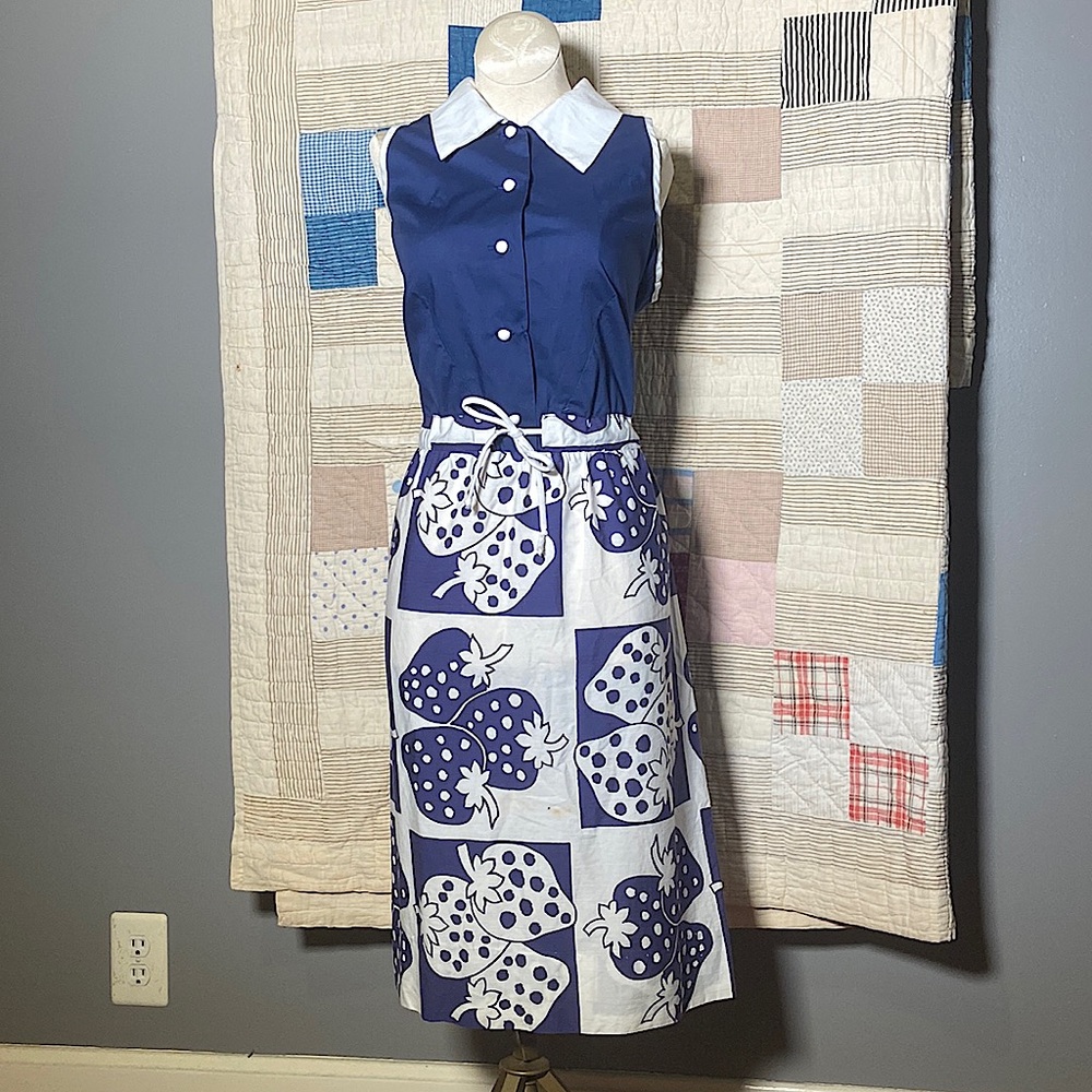1970s “Beeline” Strawberry Print Dress